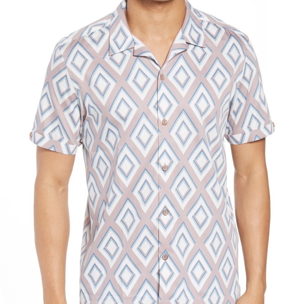 Brand New With Tags Ted Baker London Geometric Pastel Button Down Shirt